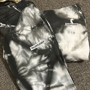 TALENTLESS Black and Gray Tie-Dye Joggers/ Sweatshirt set